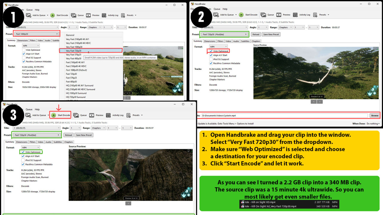 Handbrake - Smaller files, faster upload